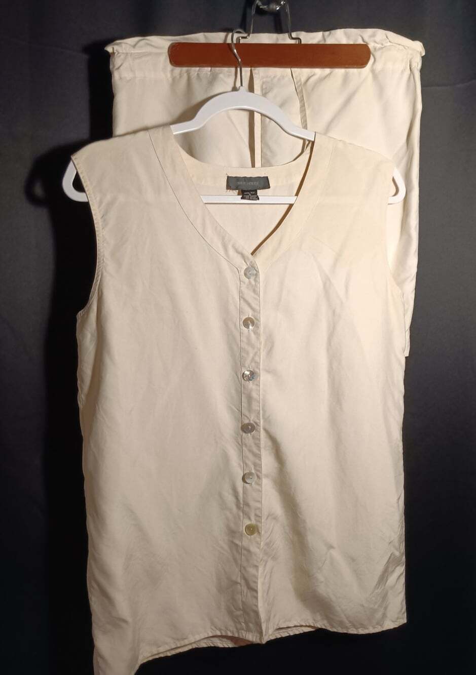 Vtg Silk House 100% Silk Ivory Tank & Shorts Set Women’s Small Petite 2‑Piece